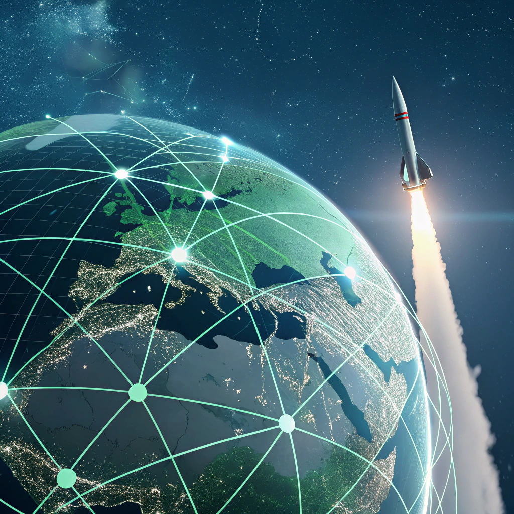 Rocket launching over a globe symbolizing rapid global financial support